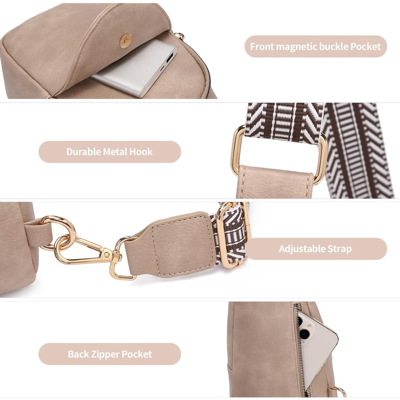 VATAN Small Sling Bag Women's Crossbody Fanny Packs Leather Crossbody