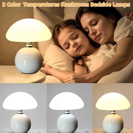 DKCONONY Mushroom Lamp for Bedroom Living Room,Mushroom Table Lamps for Bedside Night Stands,3 Color Temperature Desk Small Table Lamp,Cute Mini Modern Night Light Lamp,Unique Home Decoration