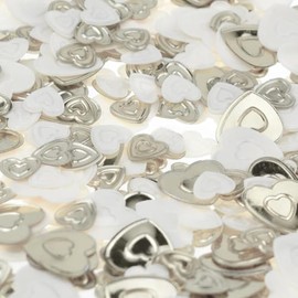 5 Bags of Heart-Shaped Table Confetti, Silver Metallic and White, 14g Each Bag (250pc)