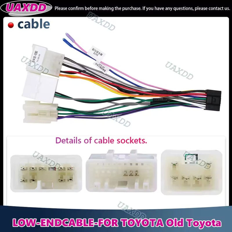 2-Pack Toyota Low-End Car Stereo Wiring Harness Cables, Multiple Vehicle-Specific