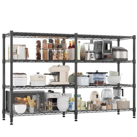 Homdox Heavy Duty Storage Shelves, 4 Tier Wire Shelving Unit, Adjustable Metal Shelves for Storage, Garage Rack Pantry Shelves Kitchen Shelving, 18"x72"x60", Black