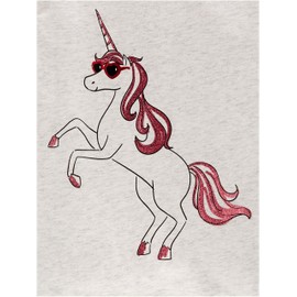 Simple Joys by Carter's Girls' 3-Pack Graphic Long-Sleeve Tees, Hearts/Stripe/Unicorn, 5T