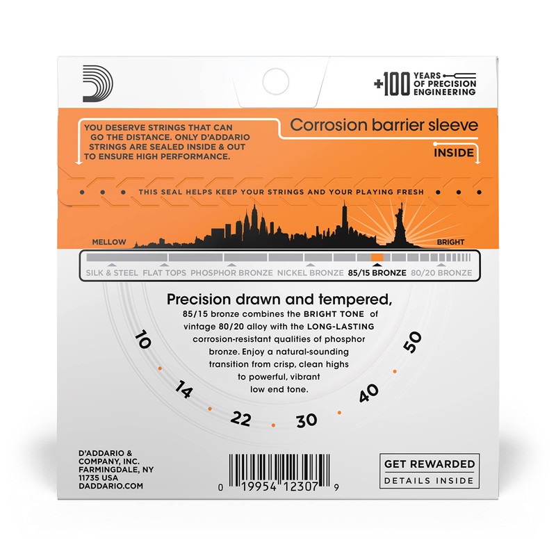 D'Addario ダダリオ アコースティックギター弦 85/15アメリカンブロンズ Extra Light .010-.050 EZ900 【国内正規品】