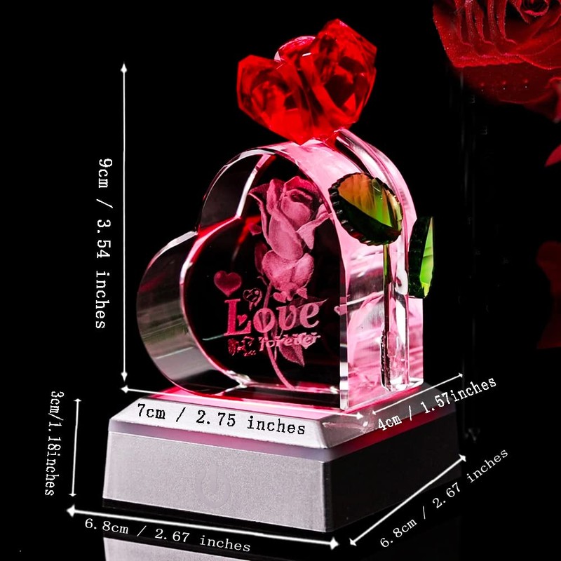 XuanMingyuan Crystal Heart Shaped Crystal Rose Valentine's Day Home Decoration