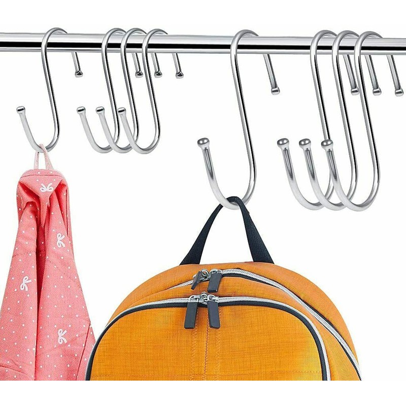 20PCS Steel S Shape Hooks Kitchen Hanger Rack Clothes Hanging