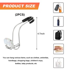 JUSTTOP 2 PCS Bling Car Seat Back Hook, Rhinestone Headrest Hook Stainless Steel Organizer for Women, Cute Headrest Storage Holder for Clothes Handbag Grocery, Car Accessories (AB)