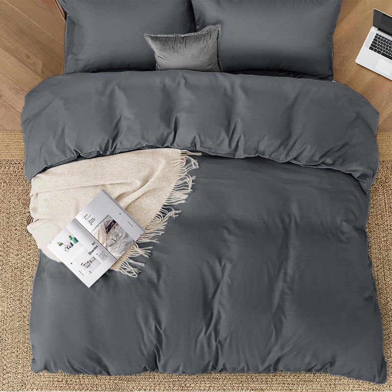 SSW HOMES Single Size Duvet Cover Set (Charcoal) - 3