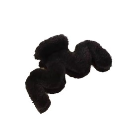 Large Fur Hair Claw Clip, 14 cm, Available in Black or White (Black)
