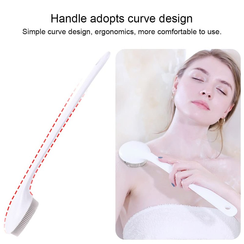 Silicone Back Scrubber for Shower, Exfoliating Body Scrubber with Handle,