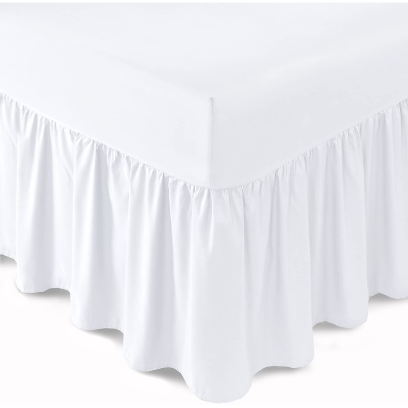 Linen Home Extra Deep Frilled Fitted Valance Sheet Single Bed