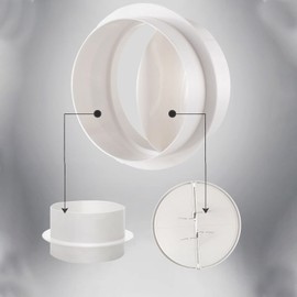 CHEOTIME 6 Inch Backdraft Damper, 1 Way Air Flow Stopper ABS Duct Connector Accessory Ducting Pipe Non Return Valve Backdraft Damper 6in Draft Blocker Ventilation Duct Check Valve