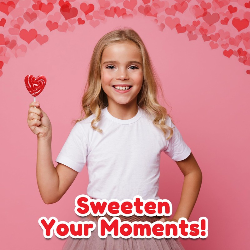Red Heart Swirl Lollipops - 24 Candy Suckers Individually Wrapped