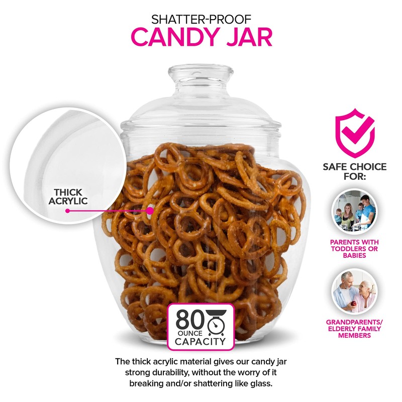 Modern Innovations 80-Ounce Candy & Cookie Jar with Lid, Premium