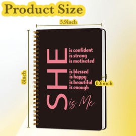 JHFDTY She is Me Inspirational Journal Notebooks Affirmation Self Care Love Journal for Women Motivational Gifts for Women Girls Friends Hardcover 160 Pages Spiral Notebooks