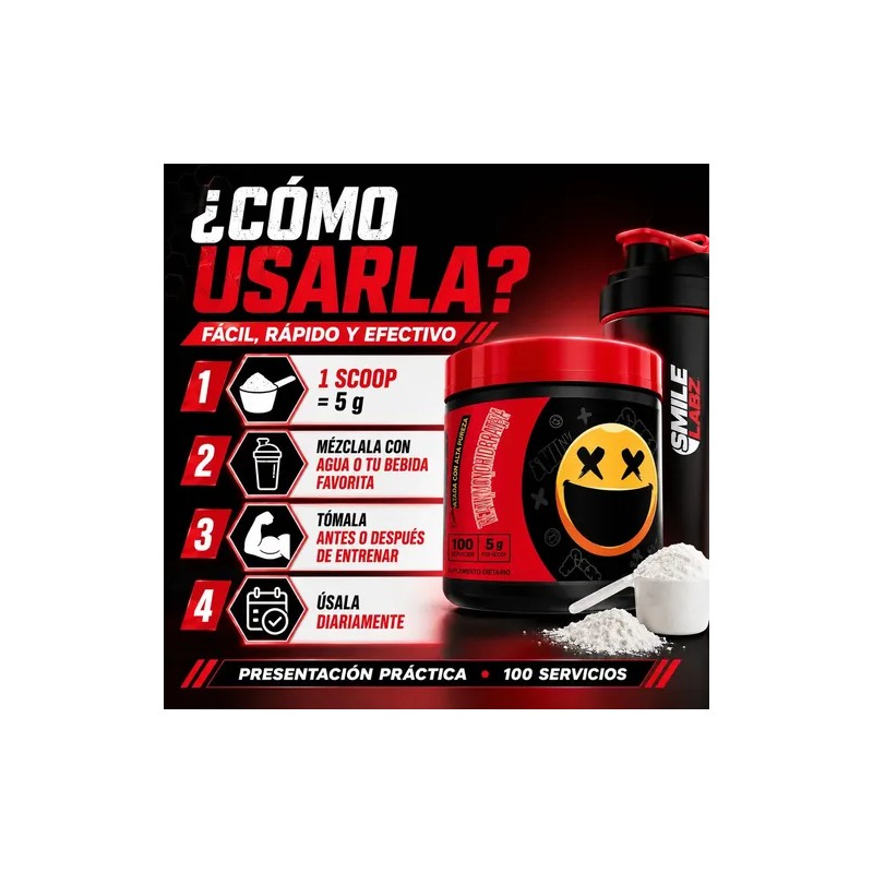 Creatina Monohidratada Smile Labz 500g Sin Sabor Vegano Deportivo