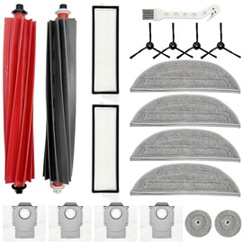 Kit de accesorios de repuesto compatible con Roborock S8 MaxV Ultra/S8 Max Ultra Robot Aspirador, 2 cepillos principales, 4 cepillos laterales, 2 filtros, 4 almohadillas para orejas para fregonas, 2
