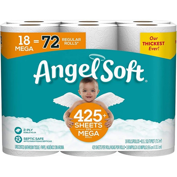 Angel Soft Toilet Paper, 72 Regular Rolls, 18 Count