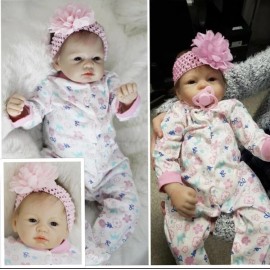 22 inch life like baby girl doll Cloth Body w/accessories as pictured