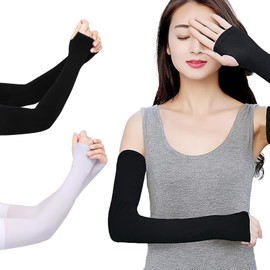 [KVKIE] Ammuka Arm Cover Cooling Arm Cover Unisex Arm Sleeve 2 Pairs Ice Sensing Technical Fabric Keep Your Arms Dry and Comfortable Elastic Fit Perfect for Outdoor Sports Daily Commuter Cycling