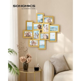 SONGMICS 4x6 Collage Picture Frames, 12-Pack Photo Collage Frame for Wall Decor, Glass Front, Assembly Required, Pale Gold URPF022A01