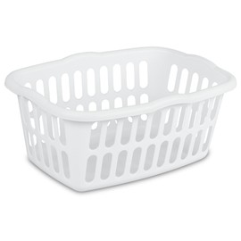 Sterilite 12-Pack Rectangular Laundry Basket, Plastic Clothes Hamper, 1.5 Bushel, White - Dirty Clothing Storage Organizer with Handles for Bedroom, Bathroom, and Closet