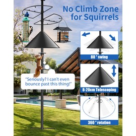 Onlyfly Squirrel Baffle for Bird Feeder Pole - Squirrel Proof Baffle with Stainless Steel Spring for Better Defense, Extra-Thick 0.32 Inch Squirrels Guard for Outside Bird Feeder Pole Mount, 19 Inch