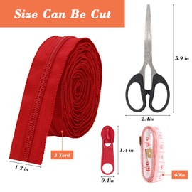 45 Yards 15 Colors #5 Nylon Coil Zippers with 90Pcs Pull Heads, Scissor, Ruler, Assorted Lengths Sewing Zipper for DIY Sewing Crafts Zipper Tape for Clothes, Bag, Purse Making Supplies Kit (Model 2)