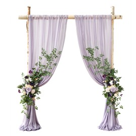 Ling's moment Artificial Eucalyptus Leaves Greenery Garland, 5.9ft 2pcs Fake Silk Long Vines Faux Wreath Realistic Stems for Table Centerpieces Wedding Outdoors Decor, Lilac & Gold