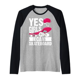Skateboarding Design for Girls Women Skateboard Skateboarder Raglan Baseball Tee