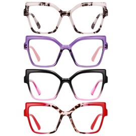 AABV Oversized Fashion Reading Glasses for Women,Blue Light Blocking Spring Hinges Eyeglasses for Ladies,Anti UV Ray/Glare/Eyestrain Computer Readers +2.25