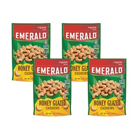 Emerald Nuts, Honey Glazed Cashews, 5 Oz, Resealable Bag (Pack of 4)