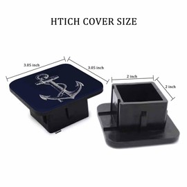 Beabes Anchor Tow Trailer Hitch Cover Plug Insert, Nautical Anchor with Rope Receiver Hitch Cover Tow Hitch Covers Compatible with Most Auto Cars Trucks for 2 Inch Receivers, Navy Blue