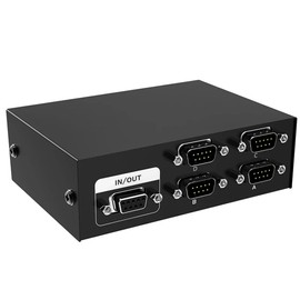 Dsdhuf RS232 Switch 4 in 1 Out RS232 Serial DB9 Pin Switcher 4x1 for PC Console Printer Sharing Selector Controller