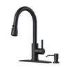 FORIOUS Black Kitchen Faucets with Soap Dispenser, Kitchen Faucet with