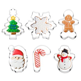 STARSIDE Christmas Cookie Cutters,6 pcs Cookie Cutters Christmas Shapes, Metal Winter Holiday Cookie Cutter Set-Gingerbread Man,Snowman,Christmas Tree