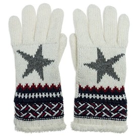 Caspar GLV004 Women's Warm Lined Knitted Gloves with Star, wool white