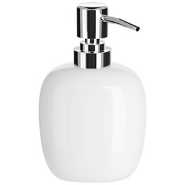 Nuscen White Ceramic Soap Dispenser - 450ml Square Hand Wash Pump for Luxurious Bathrooms, Kitchens, Hotels | Elegant Shampoo Lotion Bottle | Sleek Design,Easy Dispensing |Modern Living Spaces-Oval