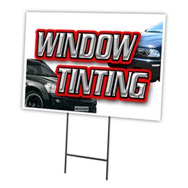 Window TINTING 18"x24" Yard Sign & Stake | Advertise Your Business | Stake Included Double Sided Image | Made in The USA