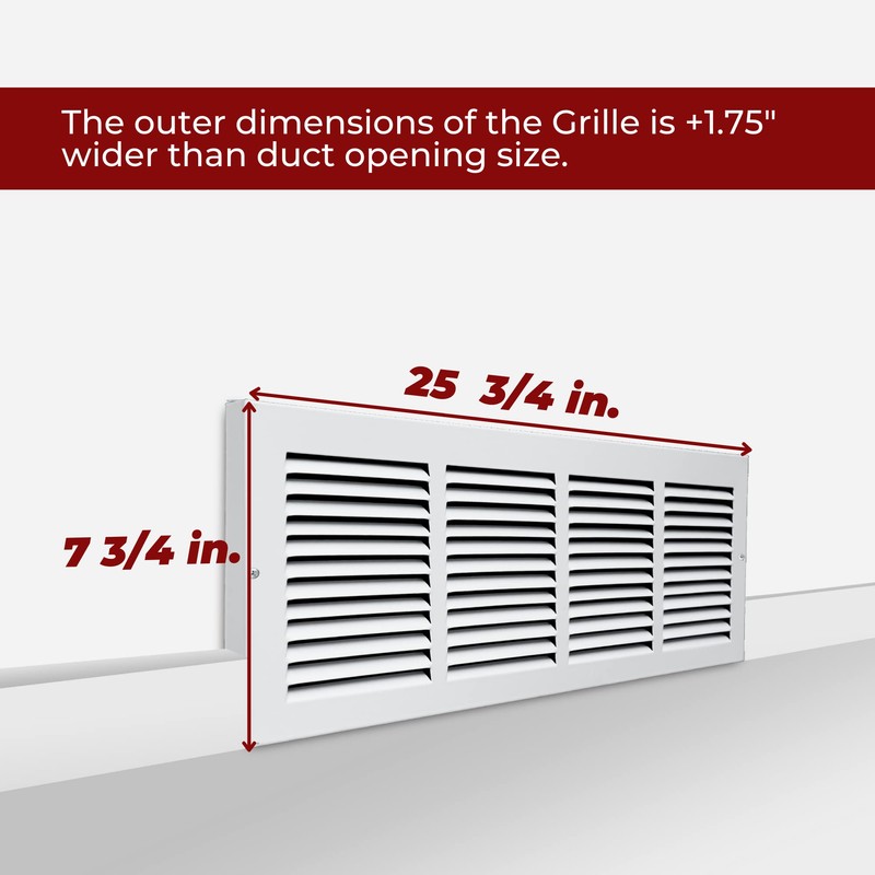 Fits 24x6 Duct Opening | Steel Baseboard Return Air Grille