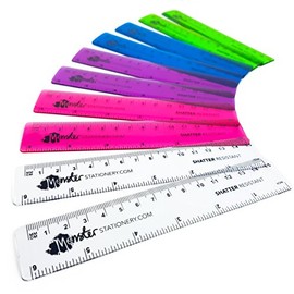 Monster Stationery - 6 Inch / 15cm Transparent Coloured Rulers - Shatter Resistant - Pack of 10 - Mixed