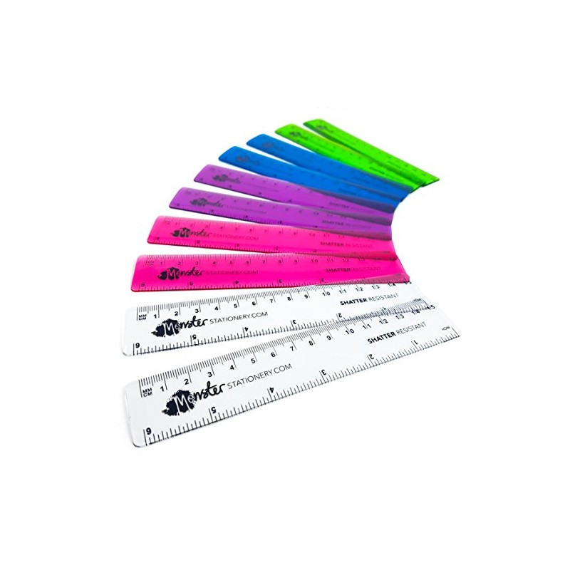 Monster Stationery - 6 Inch / 15cm Transparent Coloured Rulers
