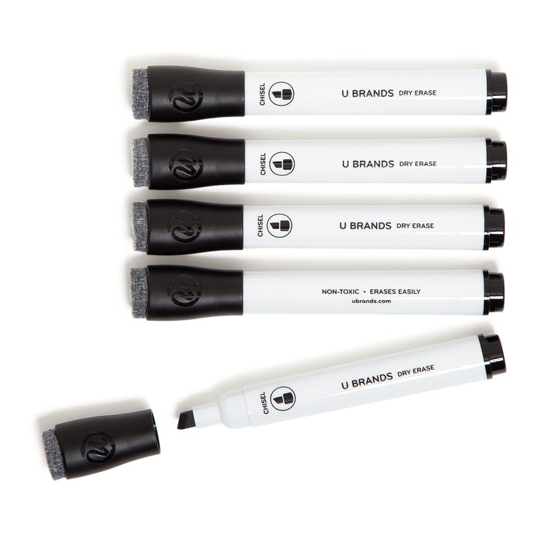 U Brands Fine Tip Dry Erase Markers with Eraser, Whiteboard