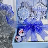 QIANF Royal Blue Organza Sheer Ribbon with Glitter Swirl Pattern