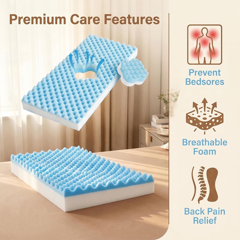 Egg Shaped Foam Pressure Relief Mattress for Bed Sore, Wedge