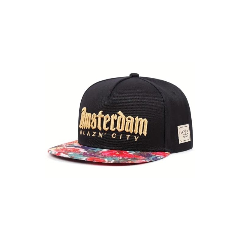 [sproutsy] Amsterdam Brothers City Snapback Cap, Men's Flat Visor Cap,