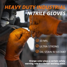 LKDING Heavy Duty Nitrile Gloves, 10-mil Thick, Diamond Texture, Powder and Latex Free, Set of 100 M (Medium)
