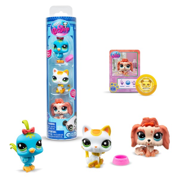 Littlest Pet Shop Bandai Pet Trio Tube City Vibes, Each Pet Trio Tube Contains 3 LPS Mini Pet Toys 1 Accessory 1 Collector Card And 1 Virtual Code, Collectable Toys For Girls And Boys