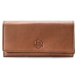 FARMHOOD Nashville Women's Large Leather Wallet | Many Compartments & RFID Protection | Wallet Landscape Format 19.5 cm, brown, Casual