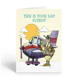 Stonehouse Collection - Airplane Birthday Cards - Pilot Birthday Card - Airline - Single Birthday Card(Flyboy)