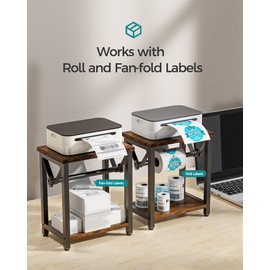 Label Holder for Rolls and Fanfold Labels, Wooden Thermal Label Holder, Shipping Label Roll Holder for Thermal Printer, Desktop Label Printer Accessory Supplies for Home, Office, Small Business